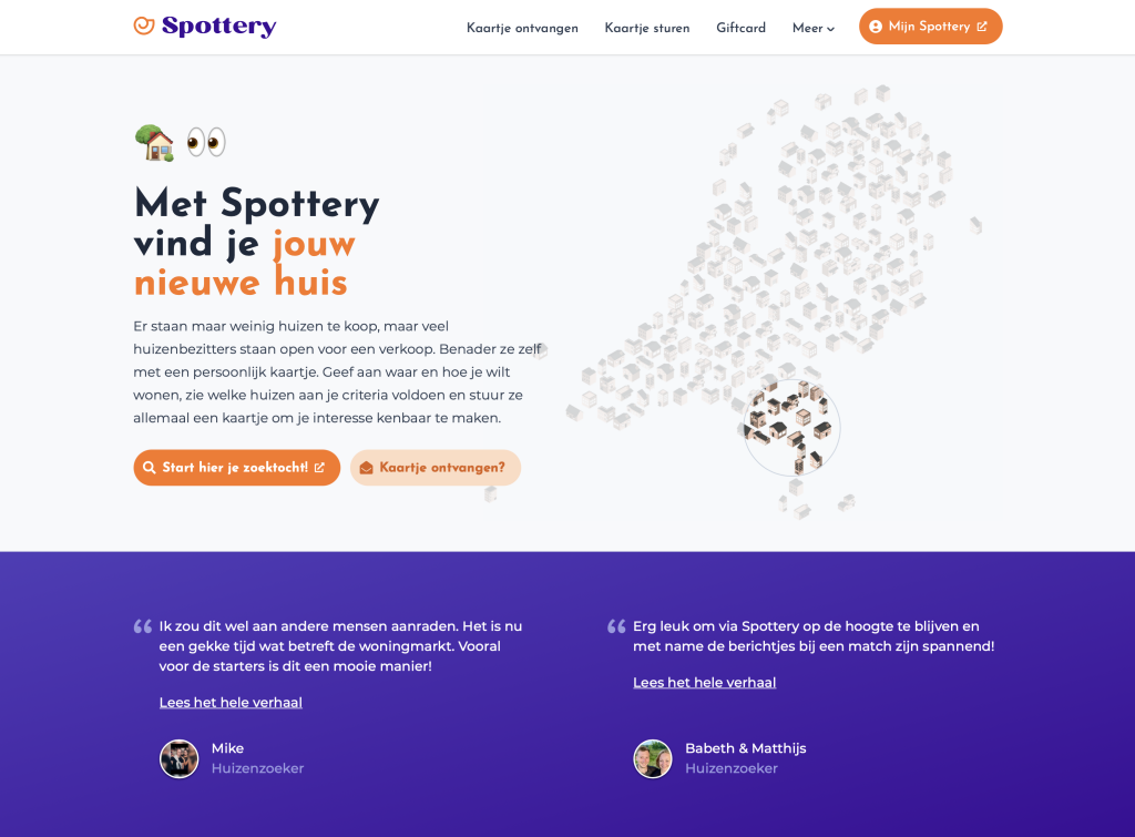Spottery screenshot homepage.